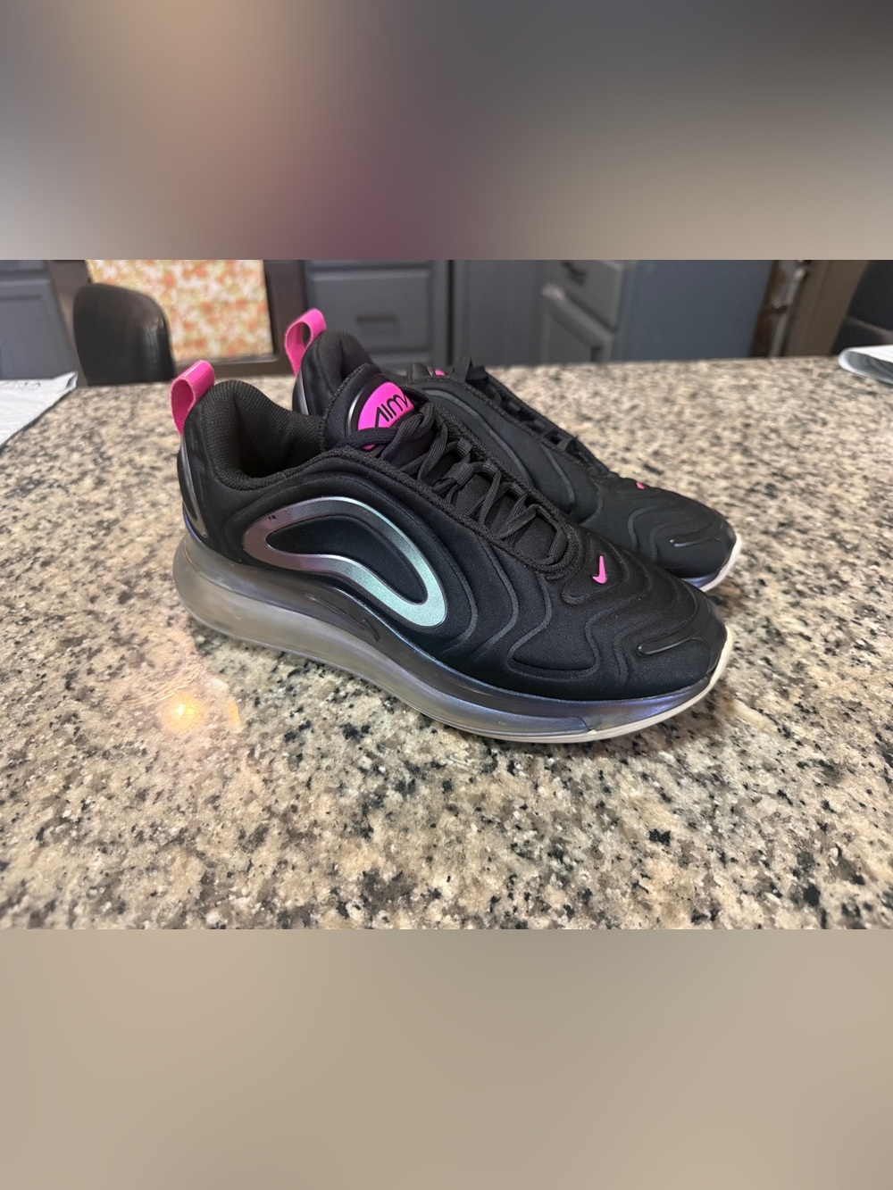 Nike Women’s Black Sneakers with Pink and Iridescent Accents